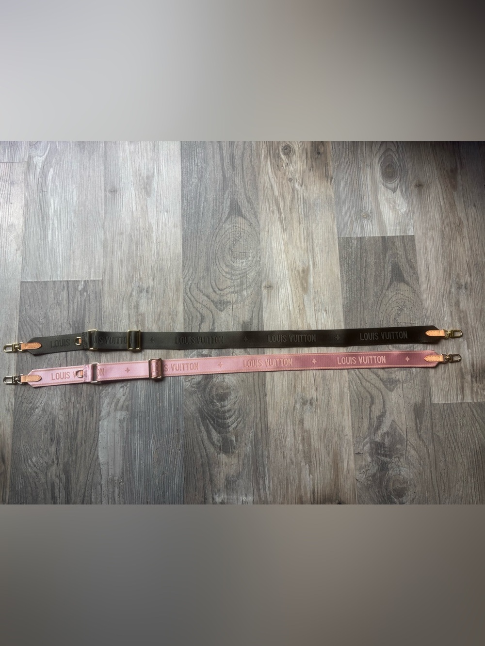LV Canvas Shoulder Straps in Pink and Olive green.
Pretty sure they are not real